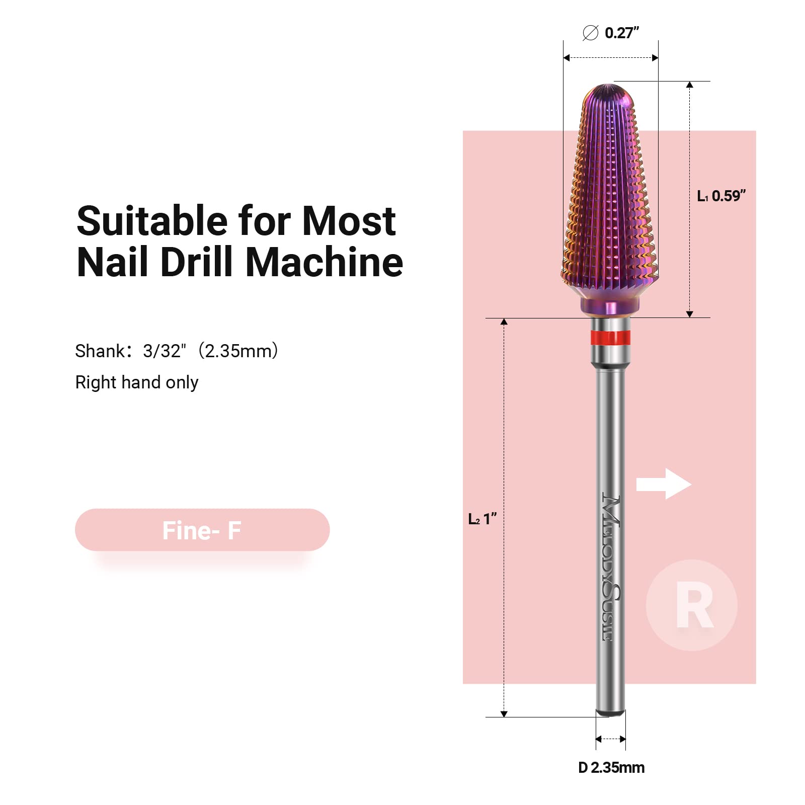 Brocas profesionales de tornado para uñas, brocas multifunción de carburo de tungsteno de 3/32 pulgadas, adecuadas para manicura, pedicura, cutícula, esmalte en gel, brocas de salón, 5