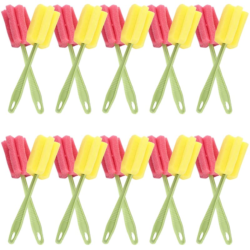 10pcs Foam Sponge Cup Cleaning Brush,Long Plastic Handle Bottle Cleaner,Bottle Mug Cleaning Tool,Bottle Washer Glass Wine Bottle Coffee Cup Pot Cleaning Brush (Random Color)