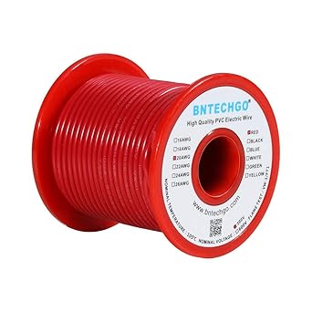 BNTECHGO 20 AWG 1007 Electric Wire 20 Gauge PVC 1007 Wire Solid Wire Hook Up Wire 300V Solid Tinned Copper Wire Red 100 ft Per Reel for DIY