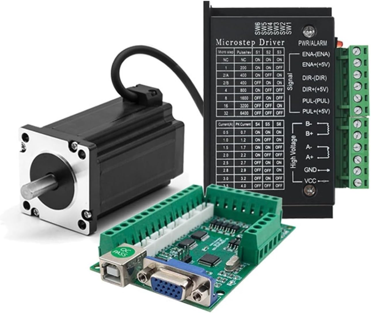 CNC Spindle, 2PH 57 Open Loop Stepper Motor Drive Kit With USB Control Board Nema23 Motor Drive Kit 1.2-3NM For CNC Router Textiles Machines for DIY Engraving(With TB6600 Drive,3Nm Motor)