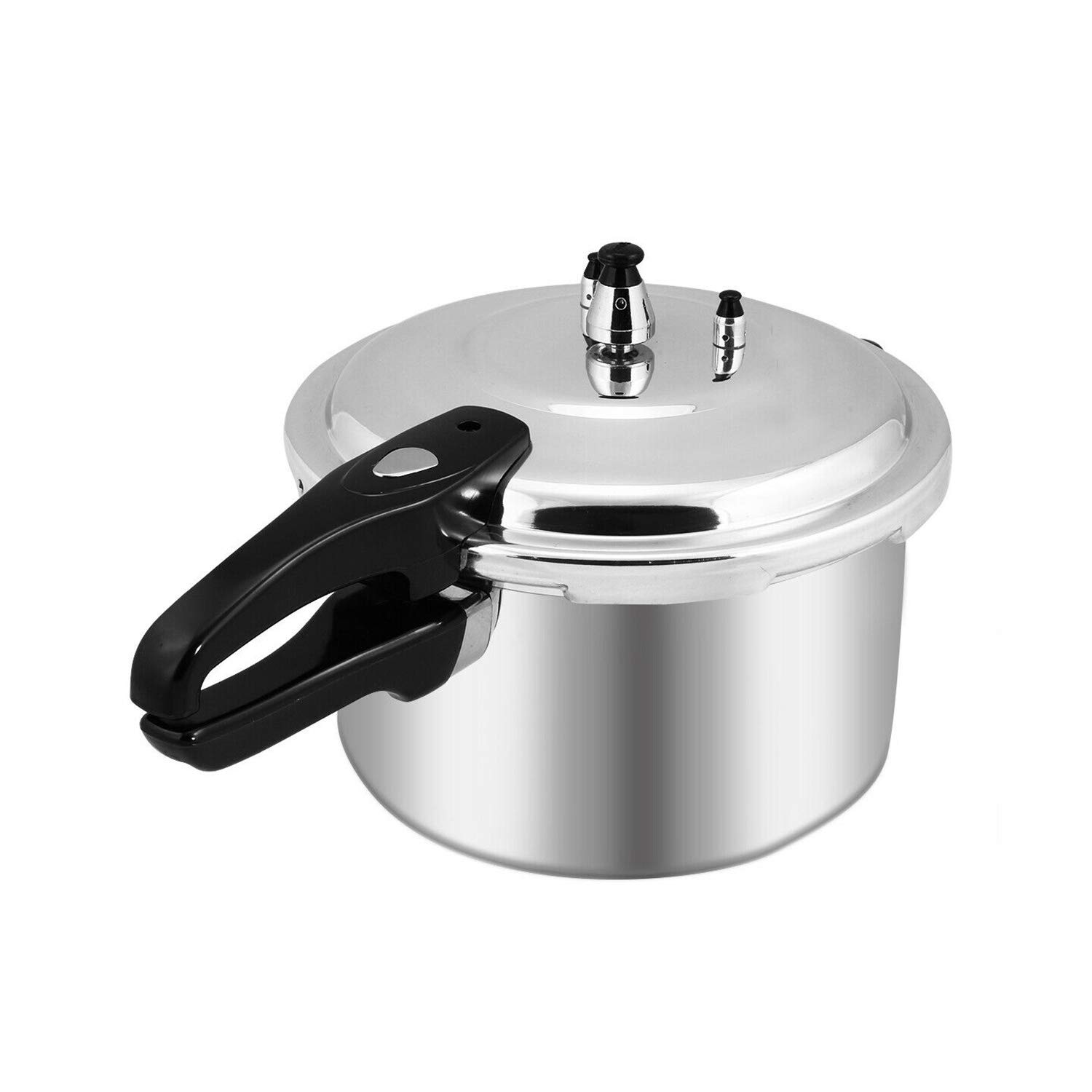 Thaweesuk Shop New 8 Quart Premium Quality Manual Aluminum Pressure Cooker with Steamer Fast Canner Pot Crock Stay Cool Handles Automatic Safety Device Kitchen Large Capacity, Silver