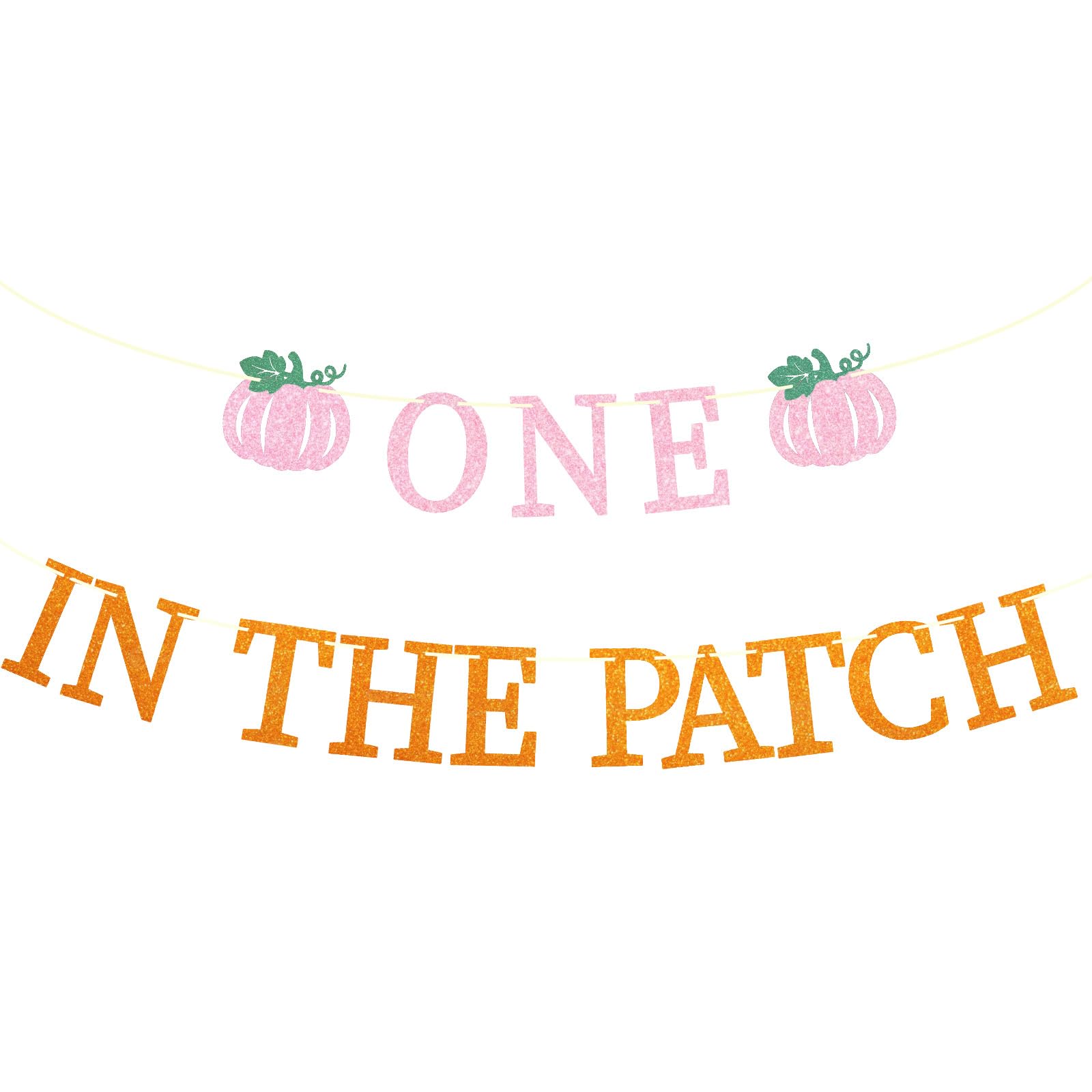 XIHIRCD Pre-Strung Glitter Fall Pumpkin 1st Birthday Banner Decoration