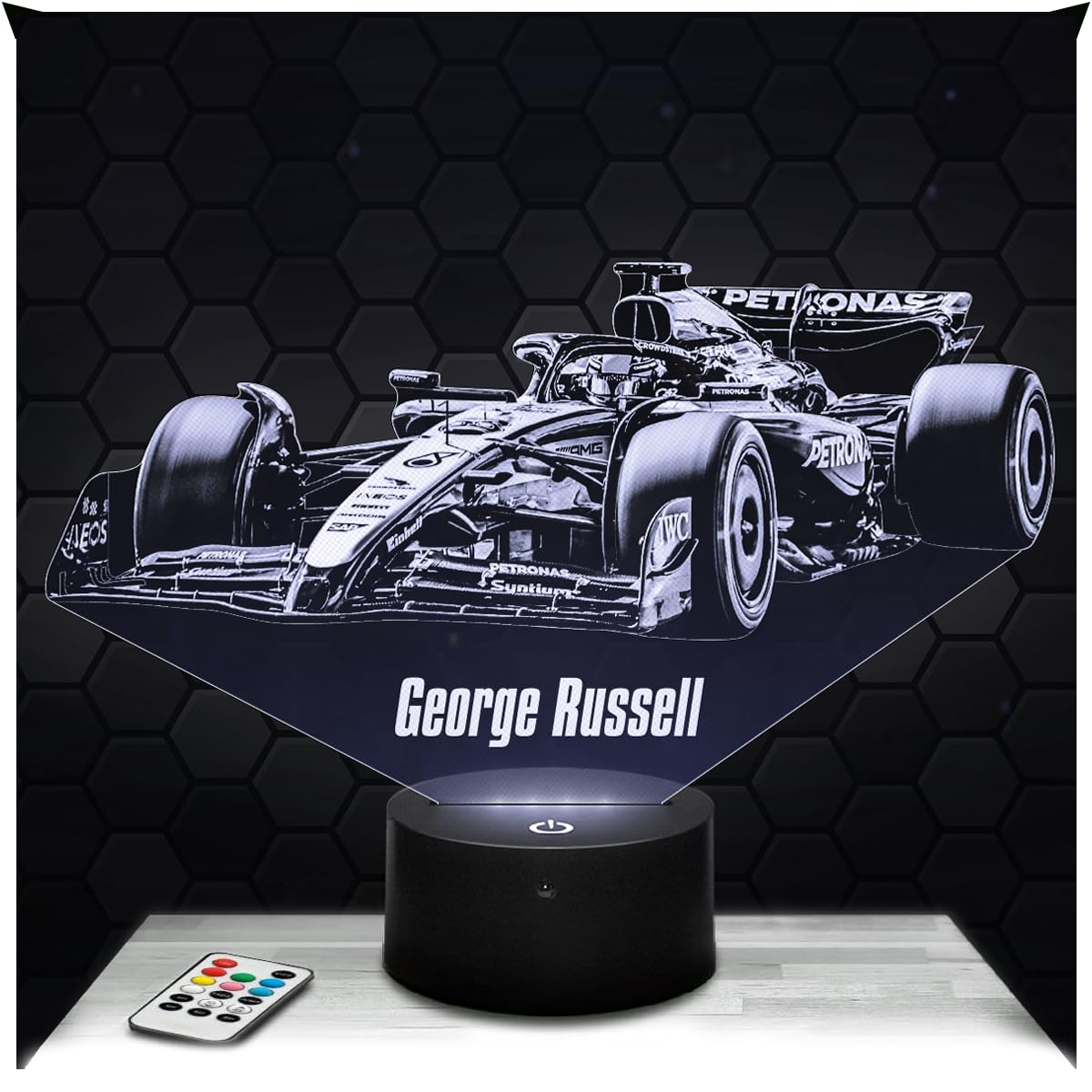 Lampephoto.fr - 3D Lamp George Russell F1 Formula 1 Driver Australian Grand Prix, Touch LED Night Light, 3D Hologram Effect, Christmas Birthday Gift Idea for Men, Bedroom Decoration Object
