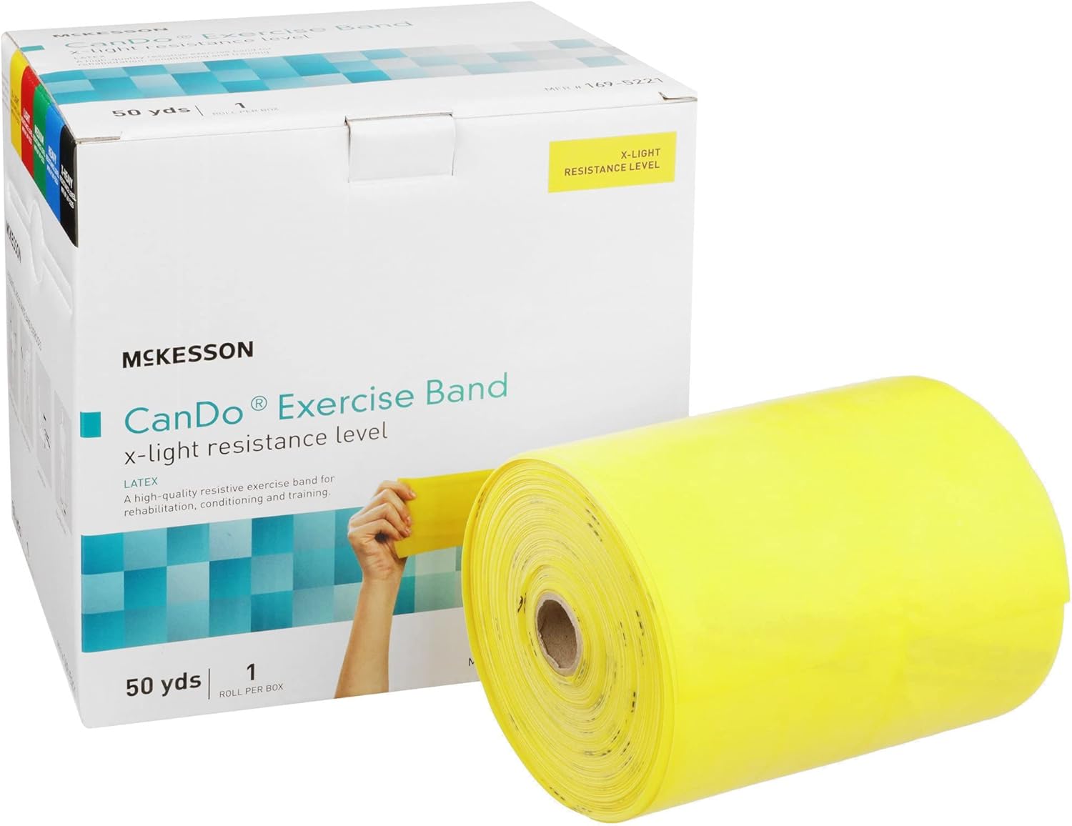 McKesson Can Do Exercise Resistance Band – Workout Bands for Physical Therapy – Yellow, Extra Light Resistance – 5 in x 50 yd, 1 Count