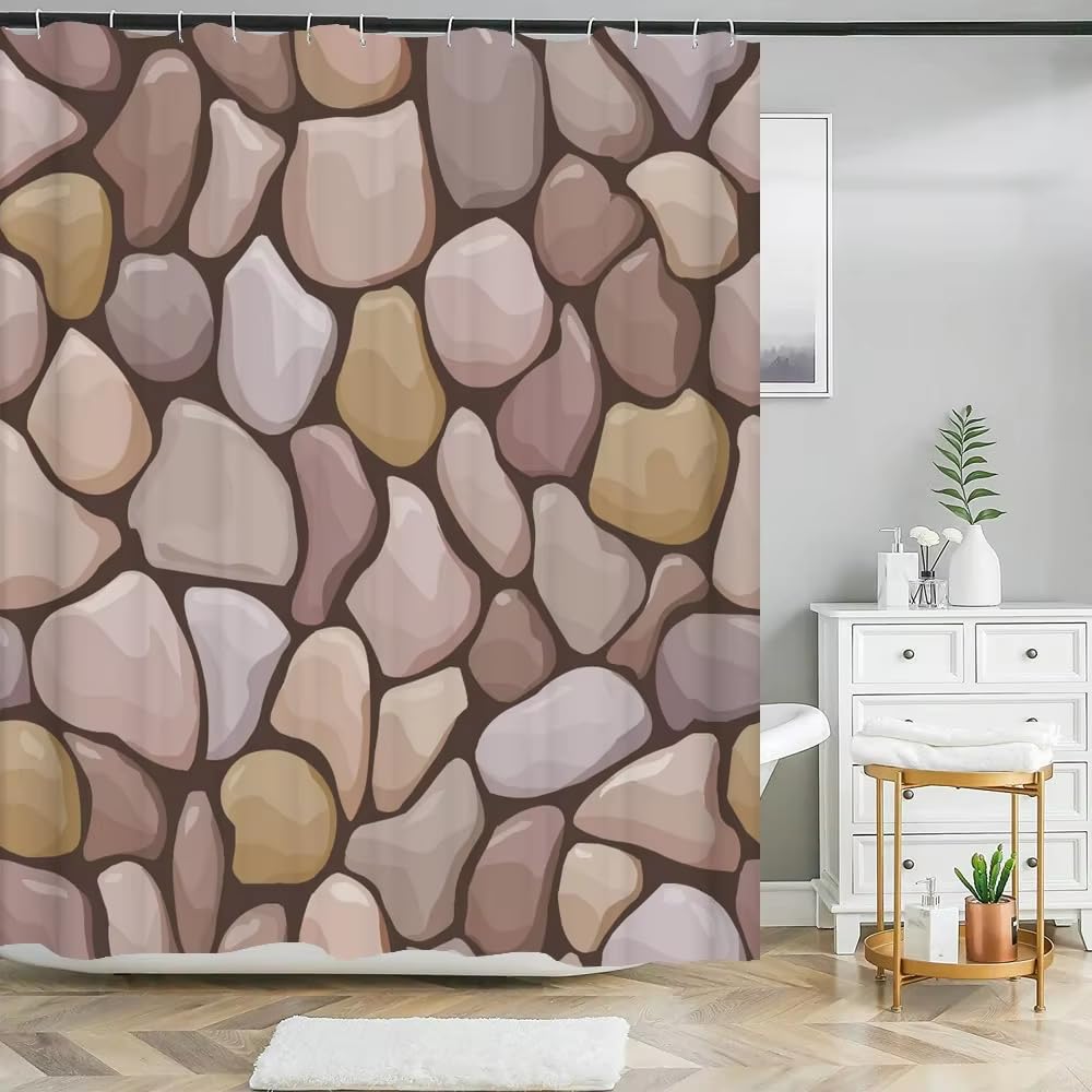 Kelaimi Style 1 Natural Geometric Shower Curtain,Bohemian Multicolor Geometric Bathroom Curtains,Modern Waterproof Polyester Fabric Bathtub Curtains With Hooks 200X200cm