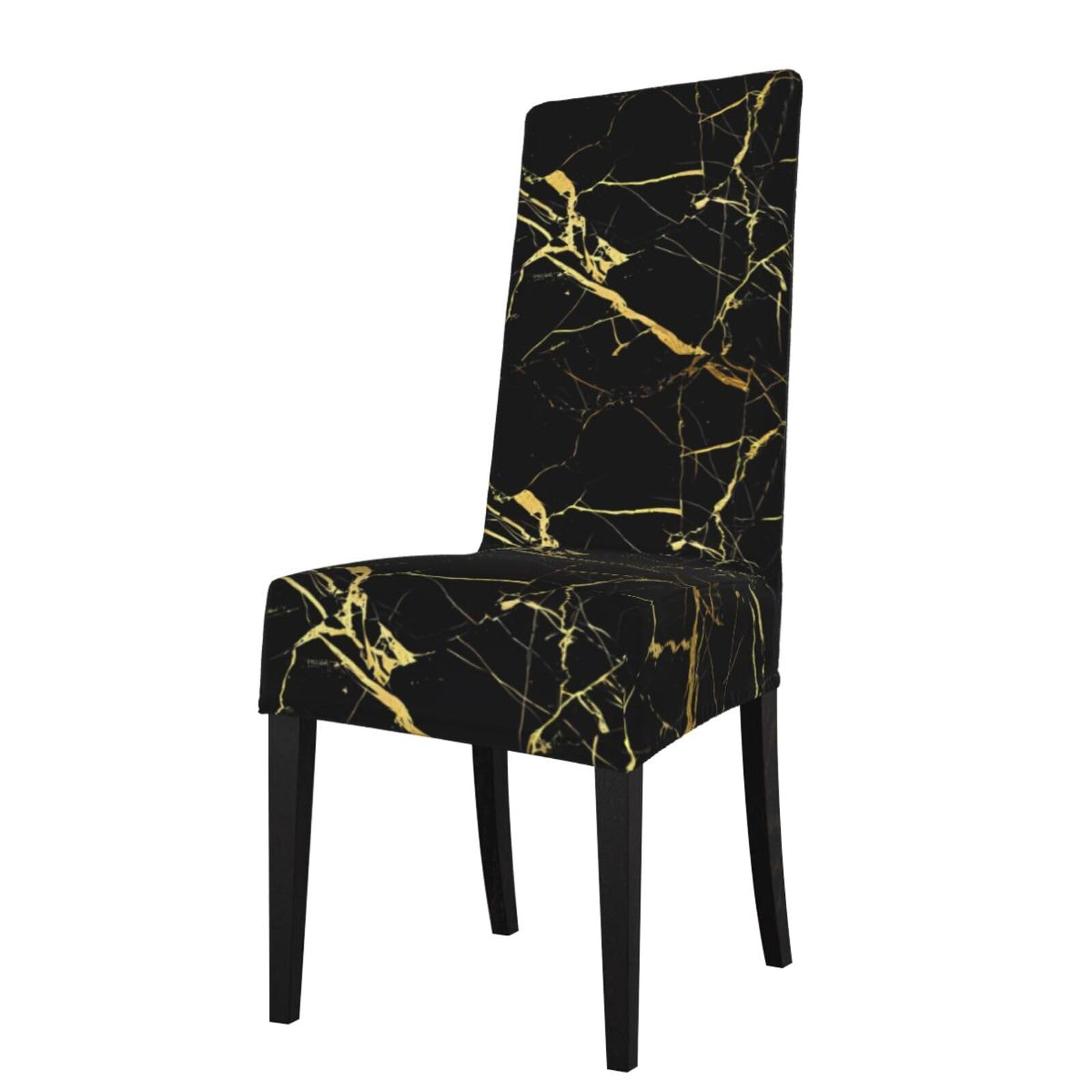YYHWHJDE Black Gold Marble Prints Protection Cover for Dining Chair – Stretchable Slipcovers for a Refreshing Dining Room Makeover