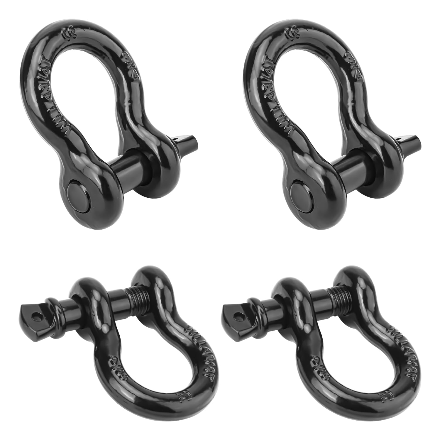 Biugaaufai 4 Pack 3/4" D-Ring Tow Shackles - G70 Heavy Duty D Shackles, 57,000 lbs Maximum Break Strength, Clevis Shackle with 7/8 Screw Pin, D-Ring