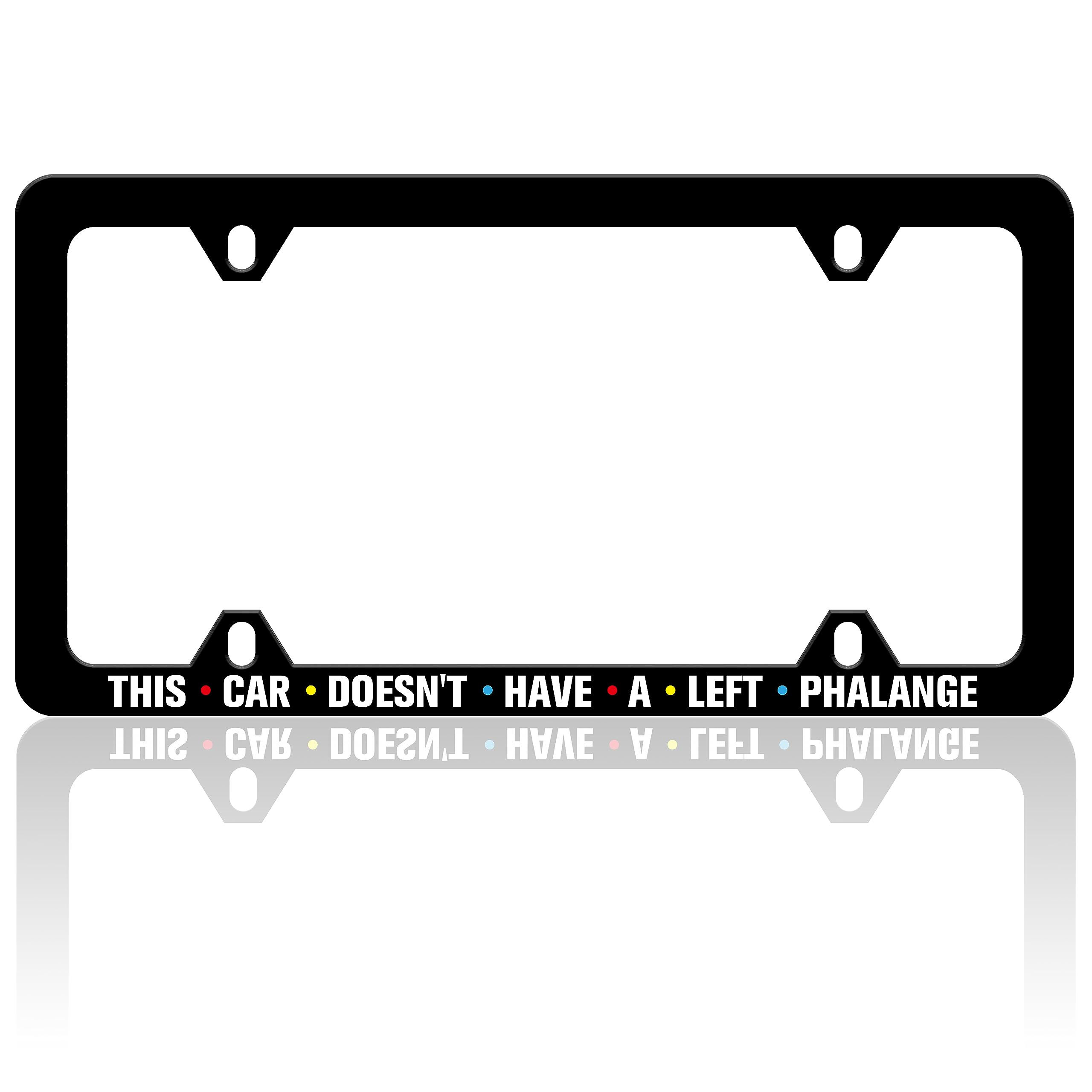 This Car Doesnt Have A Left Phalange License Plate Frame Funny Text Auto Accessory Bracket Stainless Steel License