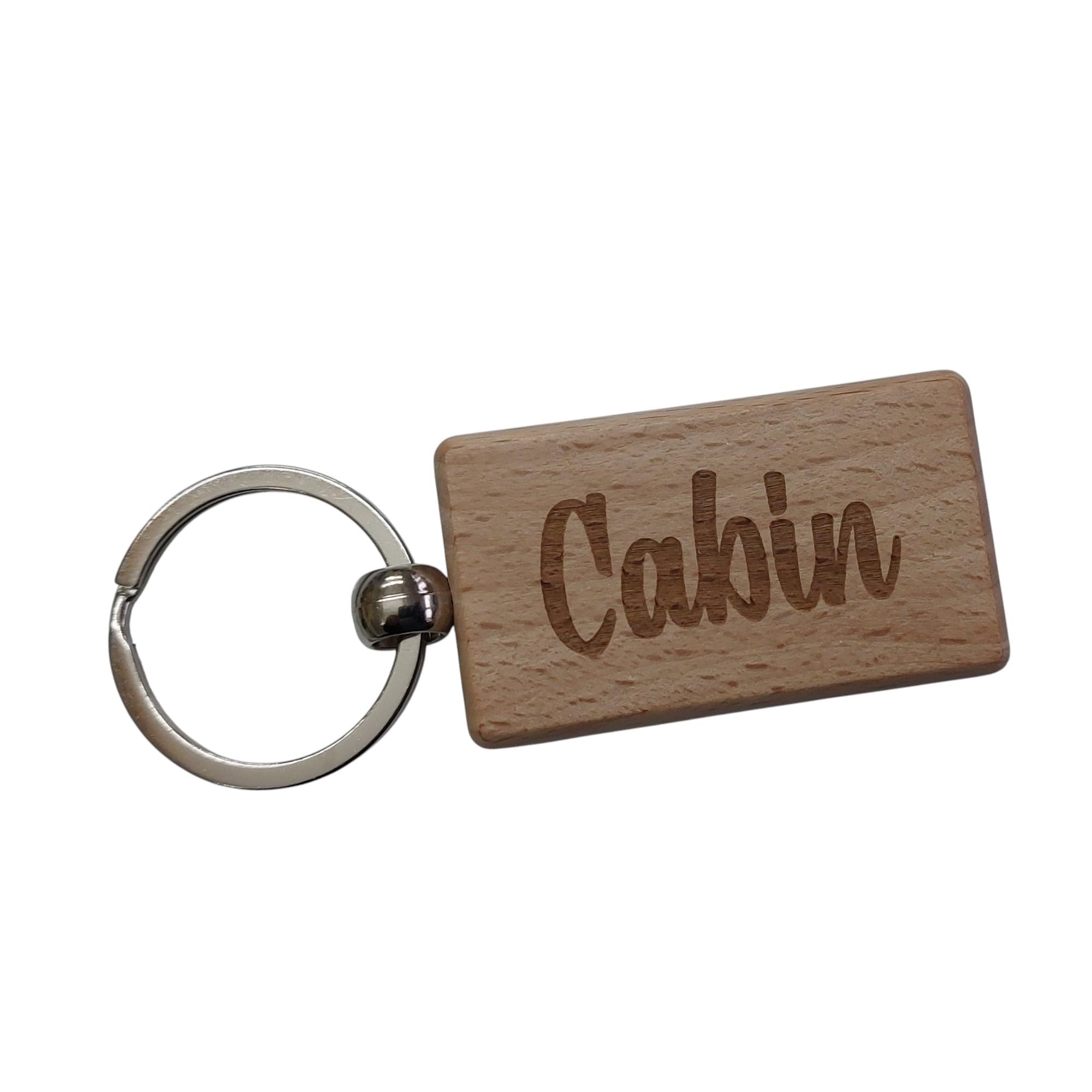 Decalarama Cabin Keyring Gift Nice Cute Custom Engraved Wooden Key Fob Novelty House Keys Present