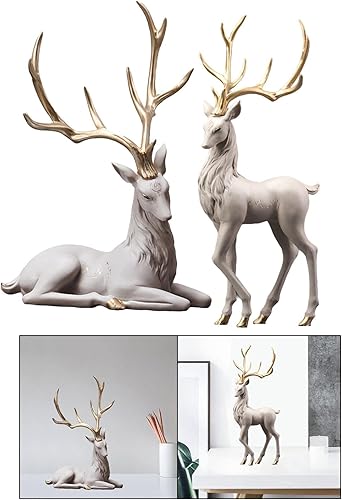 Miniatura 3 de MagiDeal 2 adornos coleccionables de renos para decoración de estatua de ciervos en casa