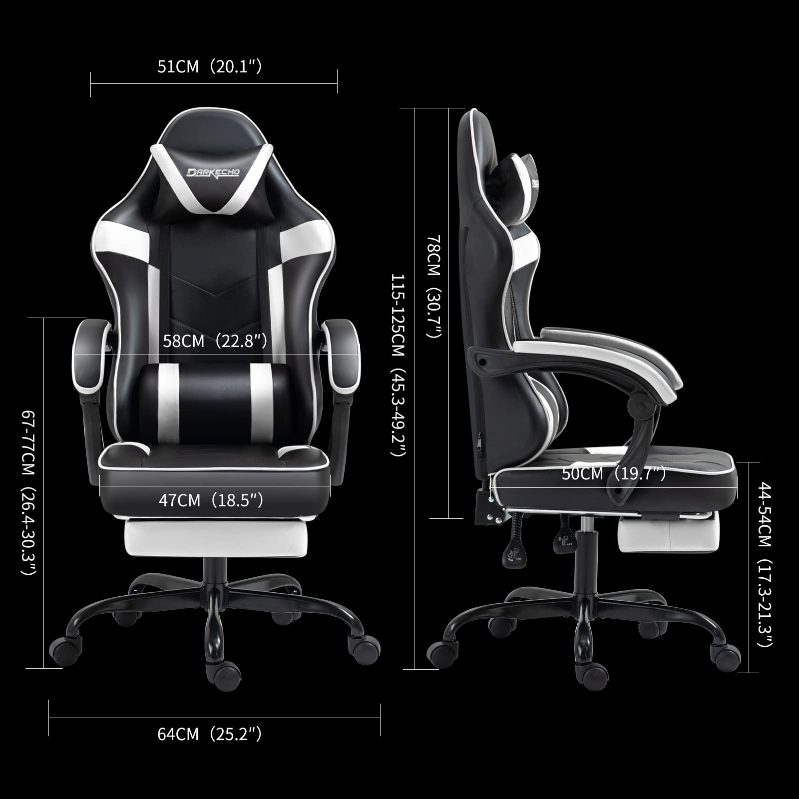 Darkecho Massage Gaming Chair with Chair with Flat