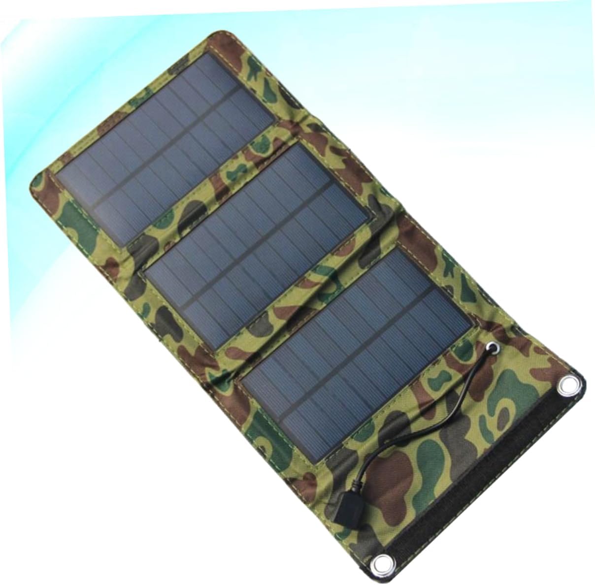 STOBOK Portable Foldable Solar Panel Charger for Outdoor Camping USB Output Solar Power Bank for Phones Tablets GPS Camouflage for Hiking and Emergency Use