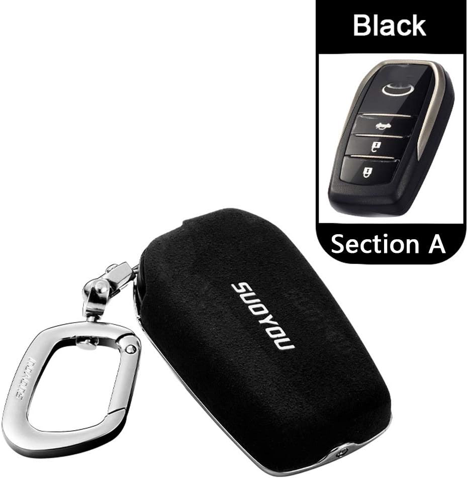 Cover Key Fob Case Protector Genuine Leather+ Galvanized Alloy for Toyota Chr C-hr Land Cruiser 200 Avensis Auris Corolla(A-Black)