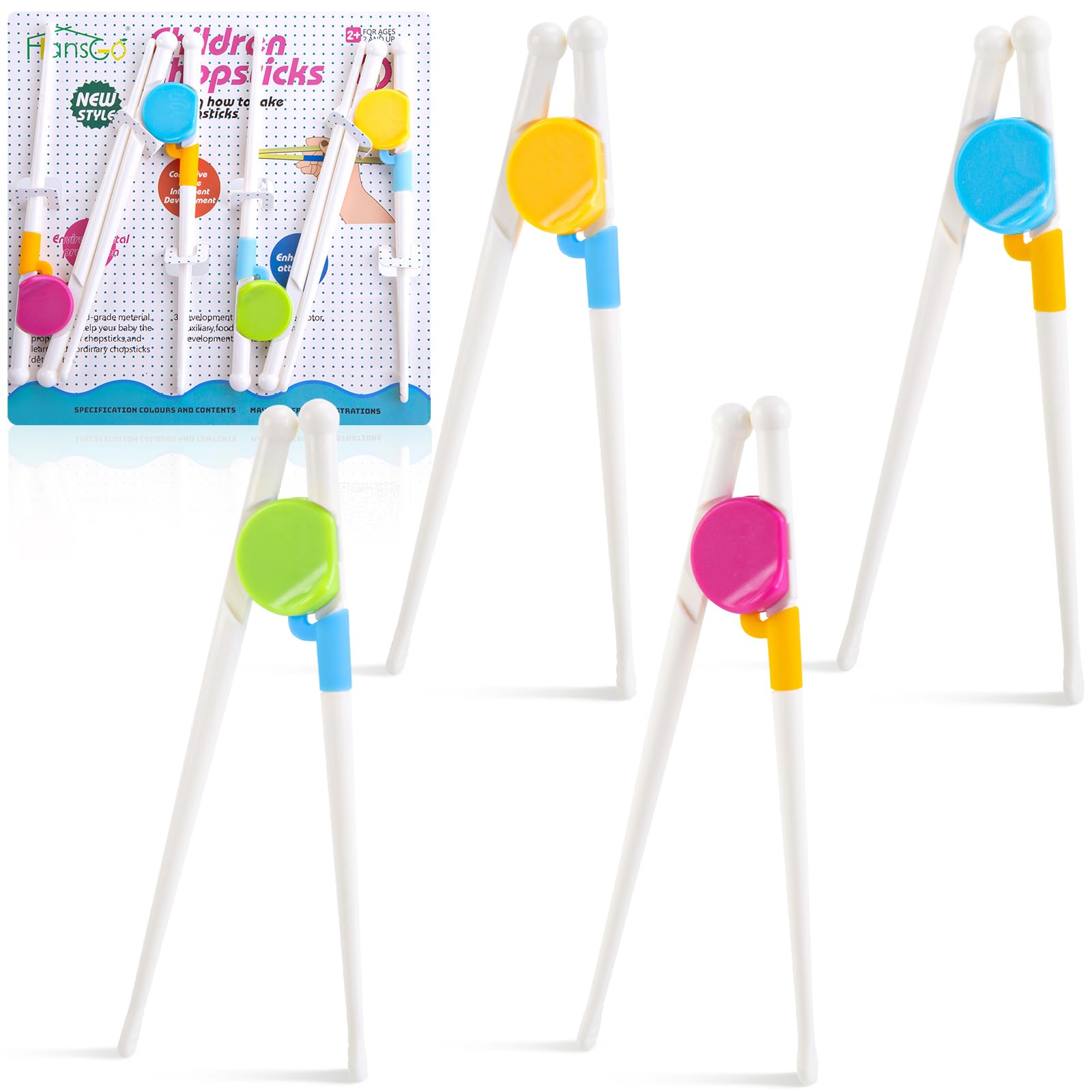 HANSGO Kids Chopsticks, 4 Pairs Training Chopsticks for Kids
