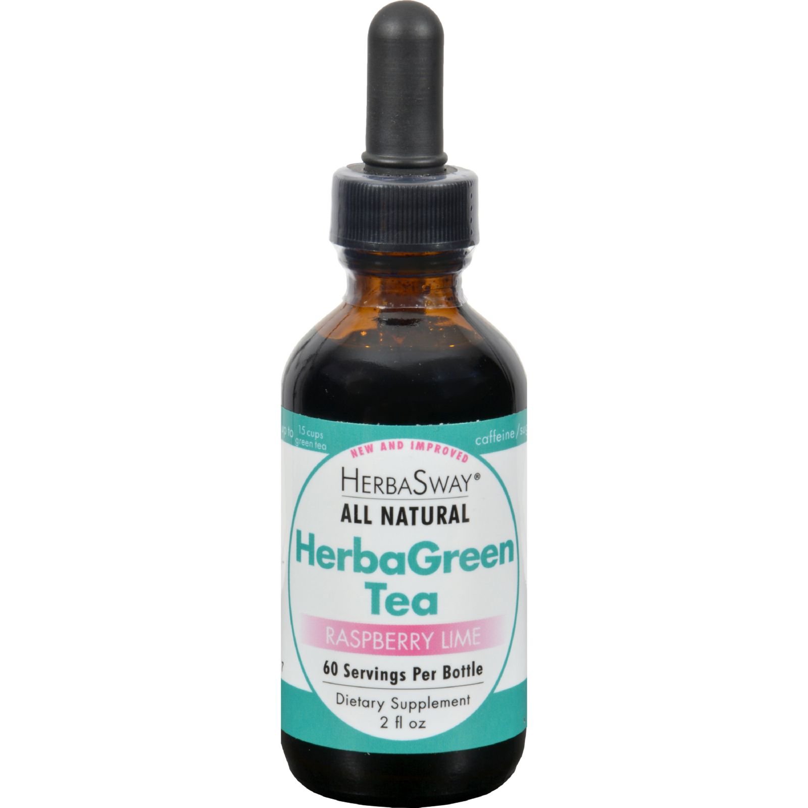 2 Pack of Herbasway Laboratories HerbaGreen Tea Raspberry Lime - 2 fl oz - Gluten Free - Dairy Free - Yeast Free - Wheat Free - Vegan