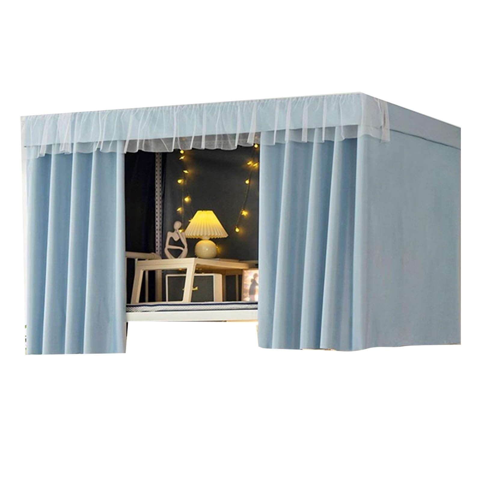 LVYUDS Full Enclosure Bunk Bed Tent Blackout Bunk Bed Curtains for Top Plain Colour Loft Bed Curtains for Bottom Soundproof for Schools(Curtain*1,1.2M_BLUE A)