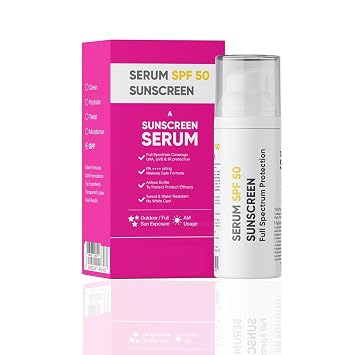 MM Sunscreen Serum SPF 50 PA++++ | Broad Spectrum UVA, UVB & IR Protection | No White Cast | Ultra-Lightweight | Skin Safe | Dewy Finish | Non-Greasy, Quick Absorbing | For Women & Men | 30ml