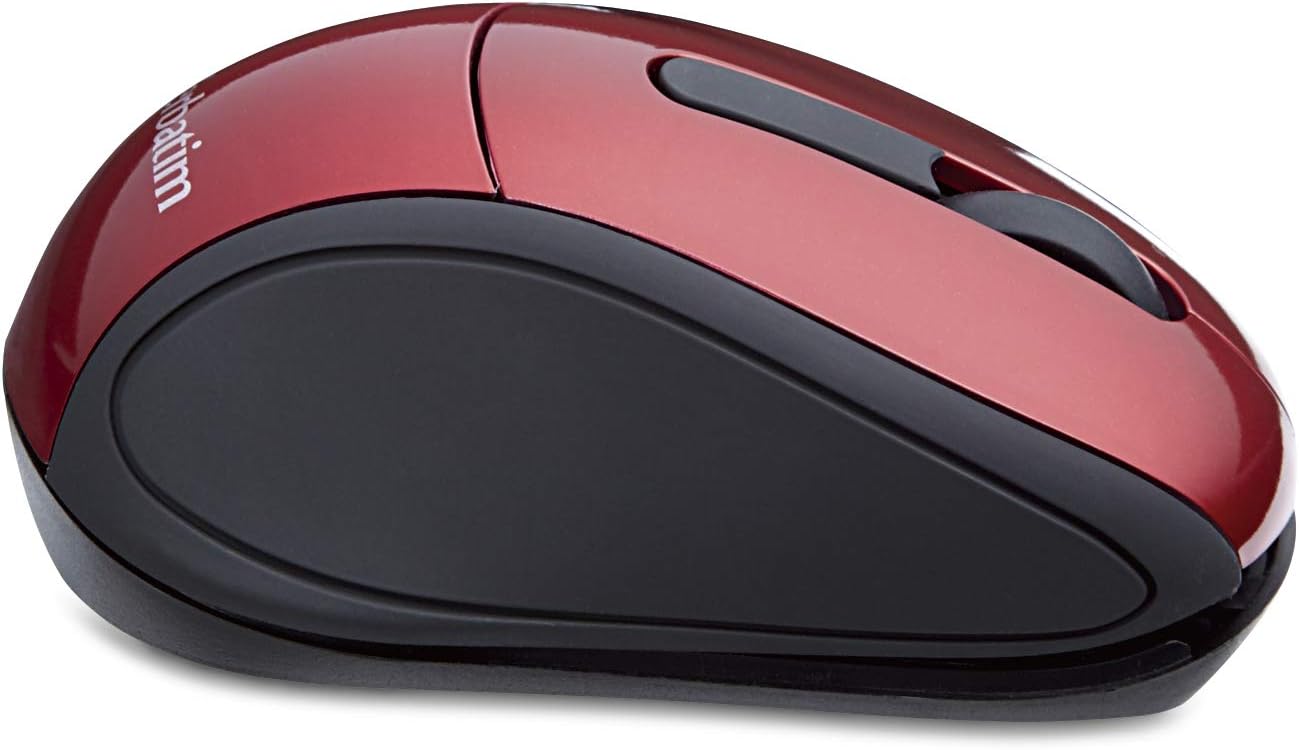 Verbatim 2.4G Wireless Mini Travel Optical Mouse with Nano Receiver for Mac and PC - Red
