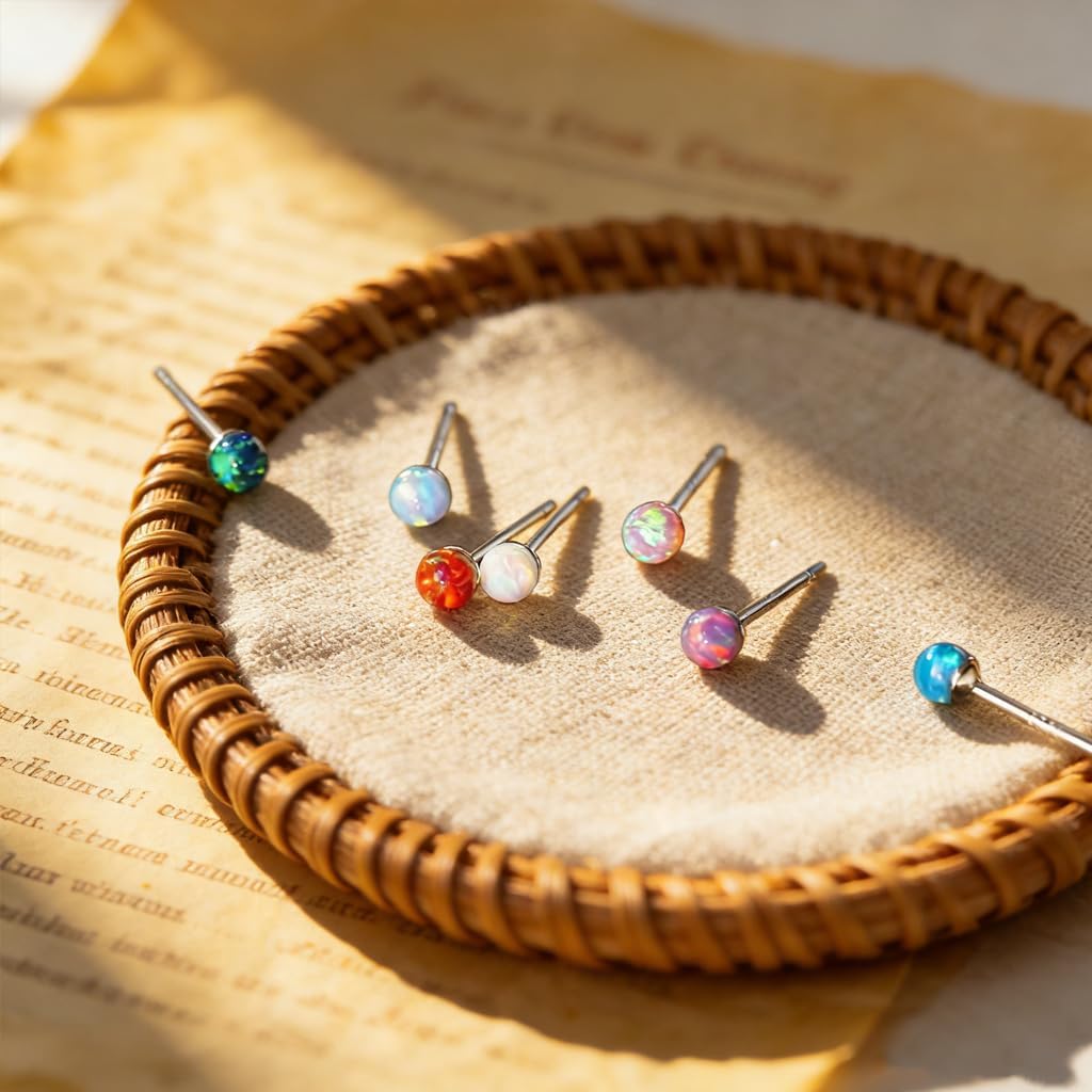 Prismata Gemstone Stud Earrings 925 Sterling Silver Natural Stone Opal/Onyx/Agate/Lapis Lazuli/Malachite Earrings Stud Western Boho Jewelry Gifts for Women - Image 4