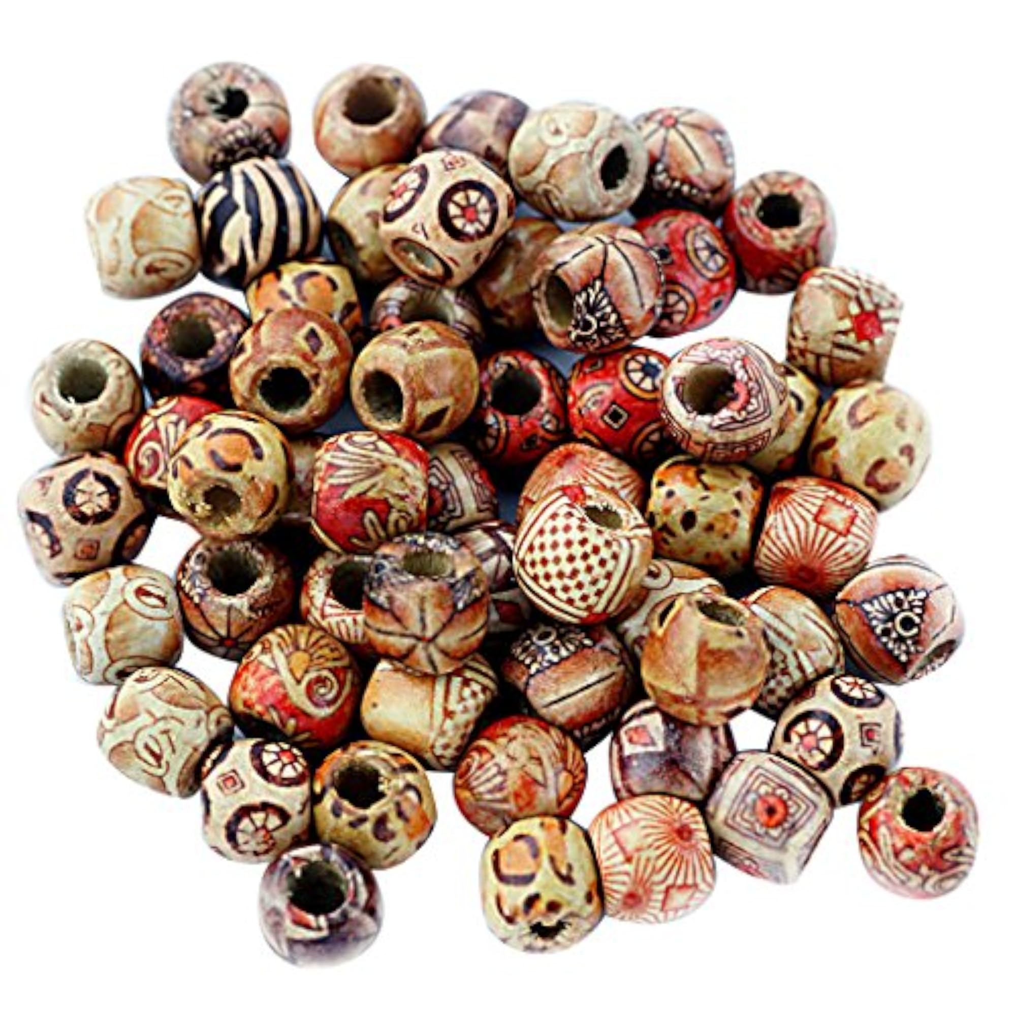 Mixed Round Wooden Beads for Jewellery Making Loose Spacer Charms