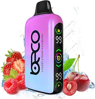 電子タバコ 使い捨て BECO HOLO 15000回吸引 ベイプ シーシャ 爆煙 850mAh大容量 LEDディスプレイ搭載 バッテリー残量表示 リキッド残量表示 ニコチンなし タールなし Type-C充電可能（チェリー ・イチゴ ・ラズベリー）