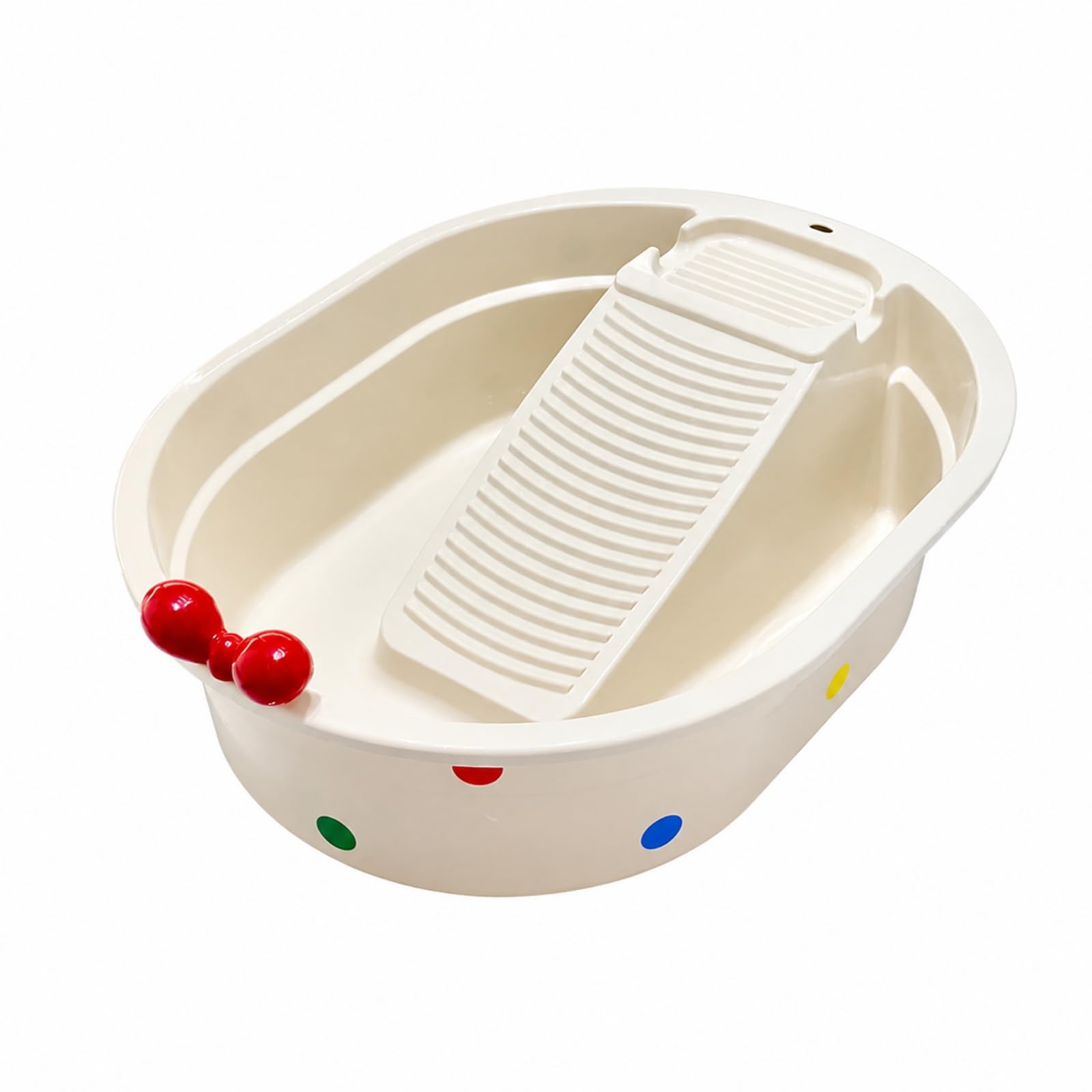 Palangana con Tabla Fregar Integrada Palangana Ovalada con Asa corativa Compacta Tabla Lavado Plástico para Baños, L