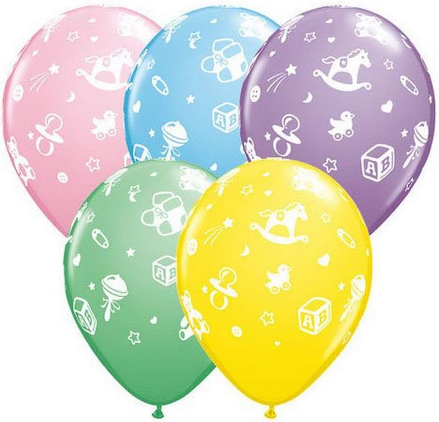 Qualatex 37233 Baby'S Nursery - Pastel Assortment Latex Balloons, 11", Pastel Assortment, Pack of 50
