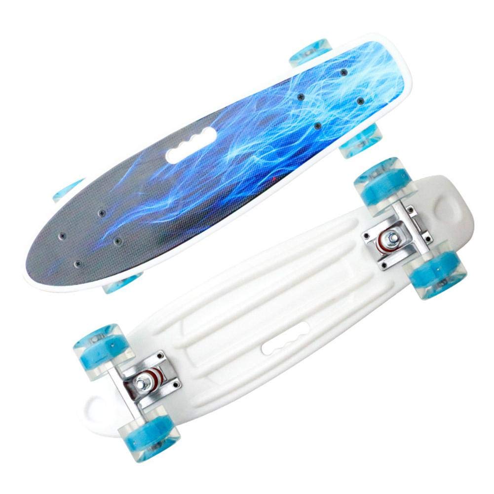 22-Zoll-Skateboards Cruiser Mini Board Skateboard Tragbar mit LED Leuchten Stoßdämpfungsräder für Kinder Jugendliche Erwachsene