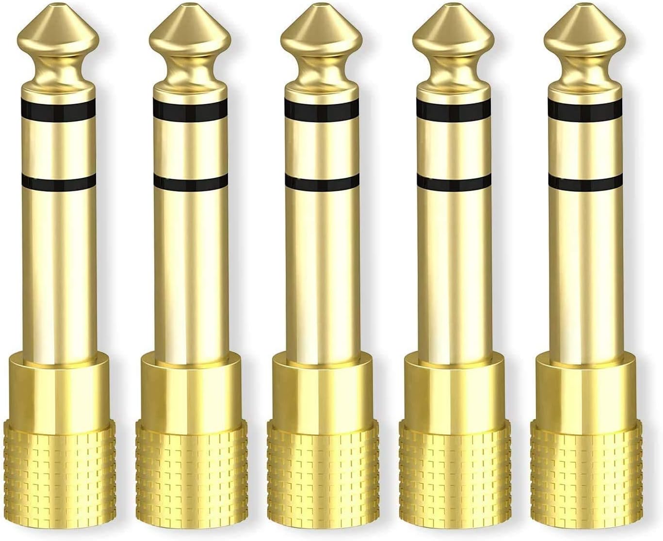 ABLEWE Headphone Stereo Adapter,6.35mm 1/4 inch Plug to 3.5mm 1/8 inch Male to Female Gold Plated Audio Jack Adapter(5 Pack)