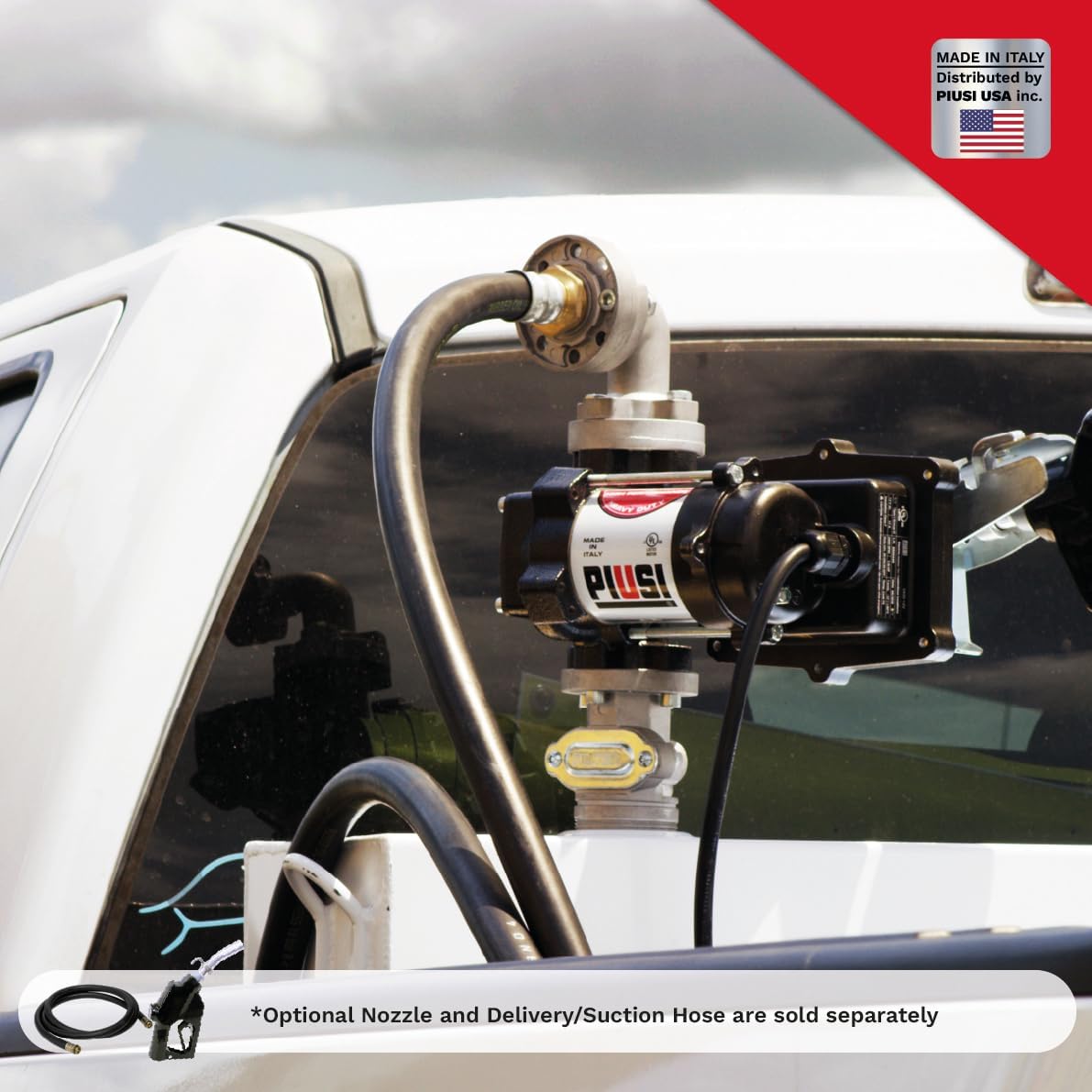 Piusi EX50 Fuel Transfer Pump 12V Cast Iron Body 16 GPM Flow Rate at Nozzle with Spring-Loaded Vanes Built-In Bypass Valve (Pump Only)