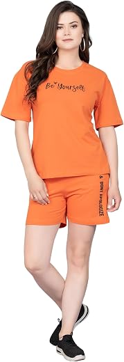 TRYLO Riza Cotton Lycra Fabric Relaxed Fit Plain Night Suit Set VNS-1093