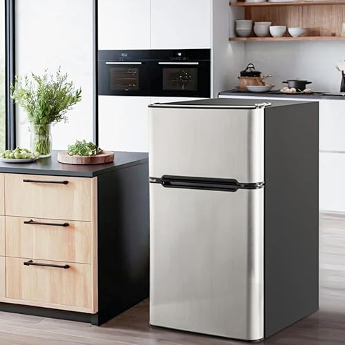 Miniatura 6 de Mini refrigerador de 3.2 pies cúbicos con congelador, refrigerador retro de 2 puertas y congelador de bajo ruido, eficiencia energética, 7 modos de