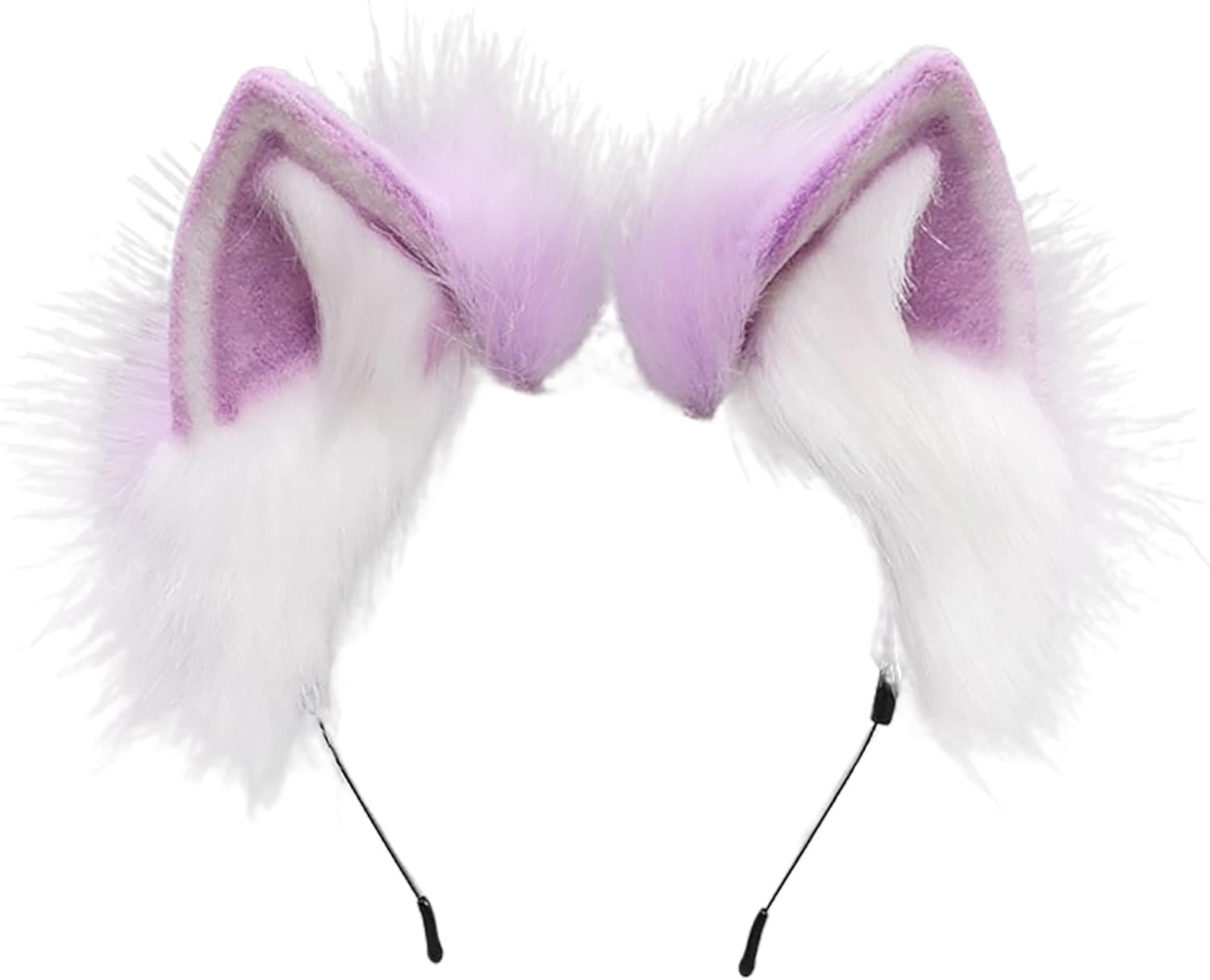 BNLIDES Handmade Fur Fox Wolf Cat Ears Headwear Women Men Cosplay Costume Party Cute Head Accessories for Halloween (Purple White) : Clothing, Shoes & Jewelry