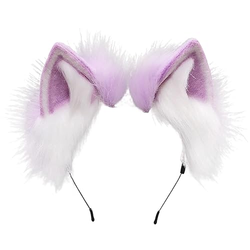 BNLIDES Handmade Fur Fox Wolf Cat Ears Headwear Women Men Cosplay Costume Party Cute Head Accessories for Halloween
