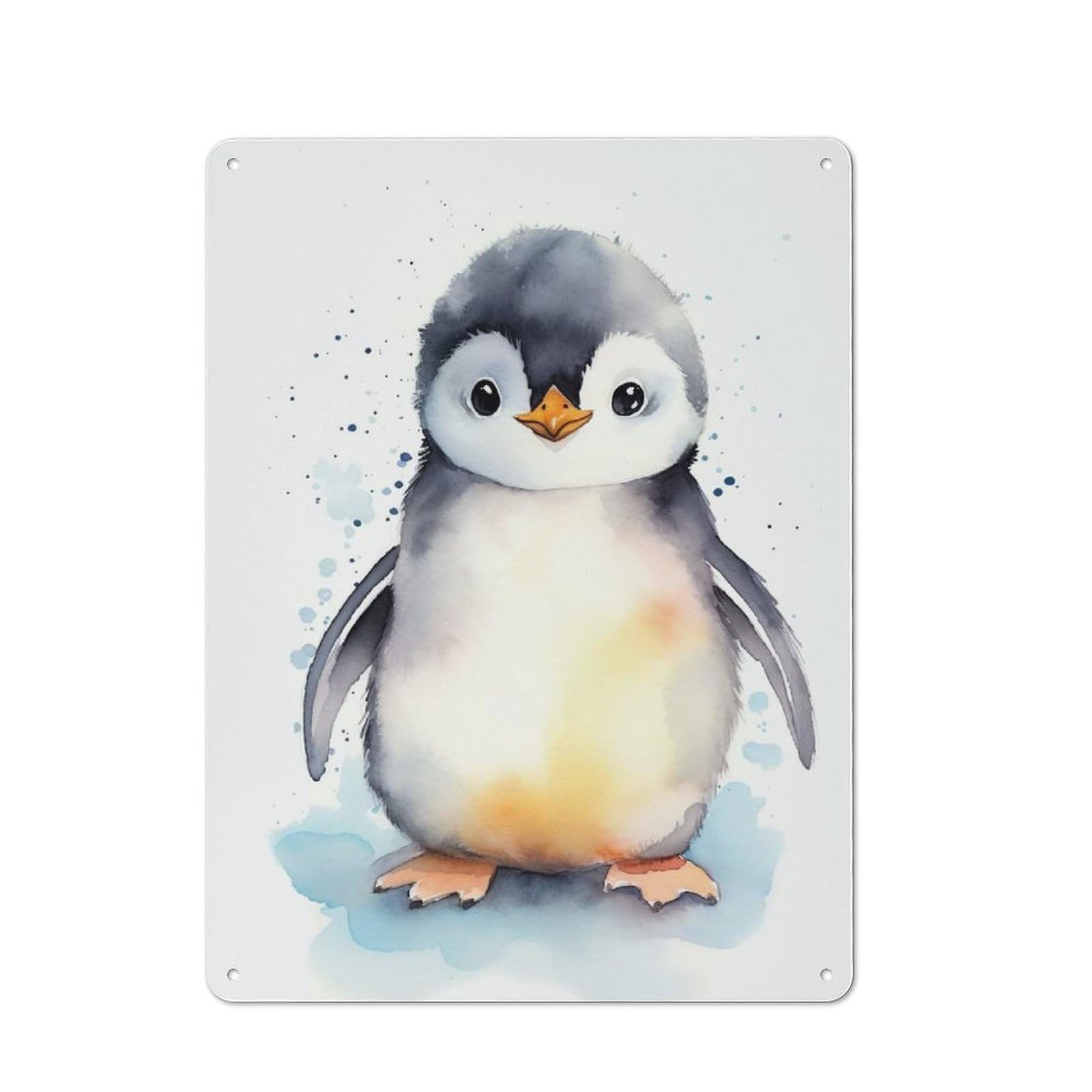 Junmoney Penguin Watercolor Birds Metal Wall Sign 40X30cm Featuring For Bar Or Restaurant, For Bar Decor Enthusiasts