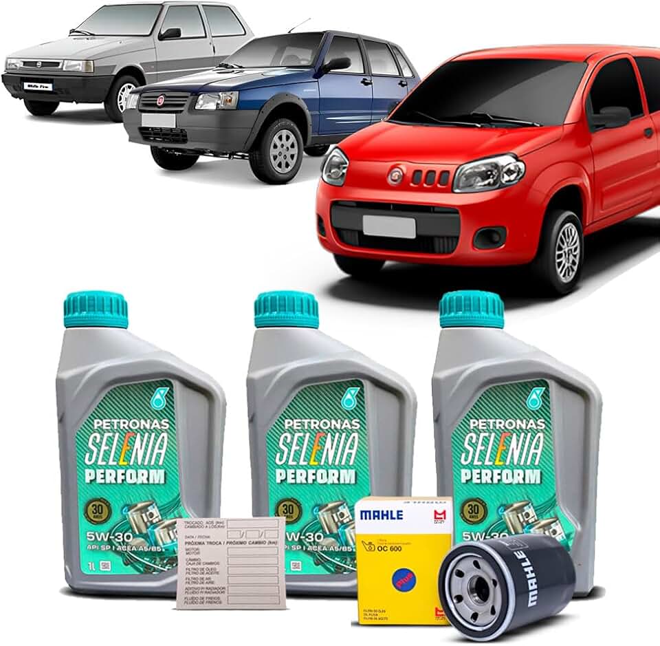 Kit Troca de Oleo 5w30 e Filtro Fiat Uno/Mille 1.0 8v 2001 a 2021 Fire/Fire Evo