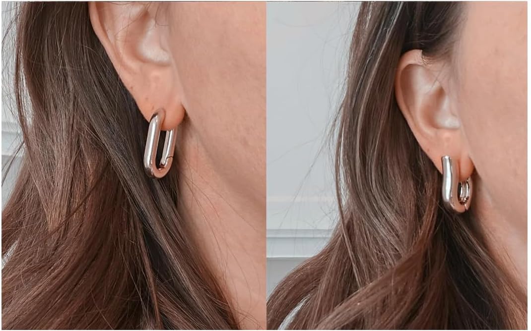 6 Pairs Gold Hoop Earrings for Women, 14K Gold Plated Huggie Hoop Earrings Set Hypoallergenic Lightweight Chunky Open Hoops Jewelry for Gift - Image 4