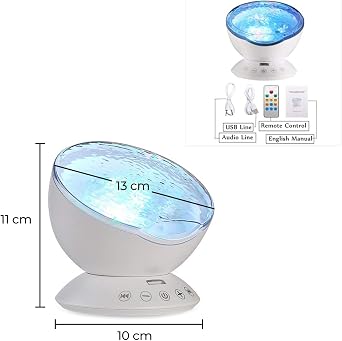 Playlearn Sensory 105cm Bubble Tube and Ocean Wave Projector Combo Pack - LED Color Changing Bubble Fish Lamp,Tower Lamp,Ultimate Sensory Experience,ADHD Autism [Energy Class A+]