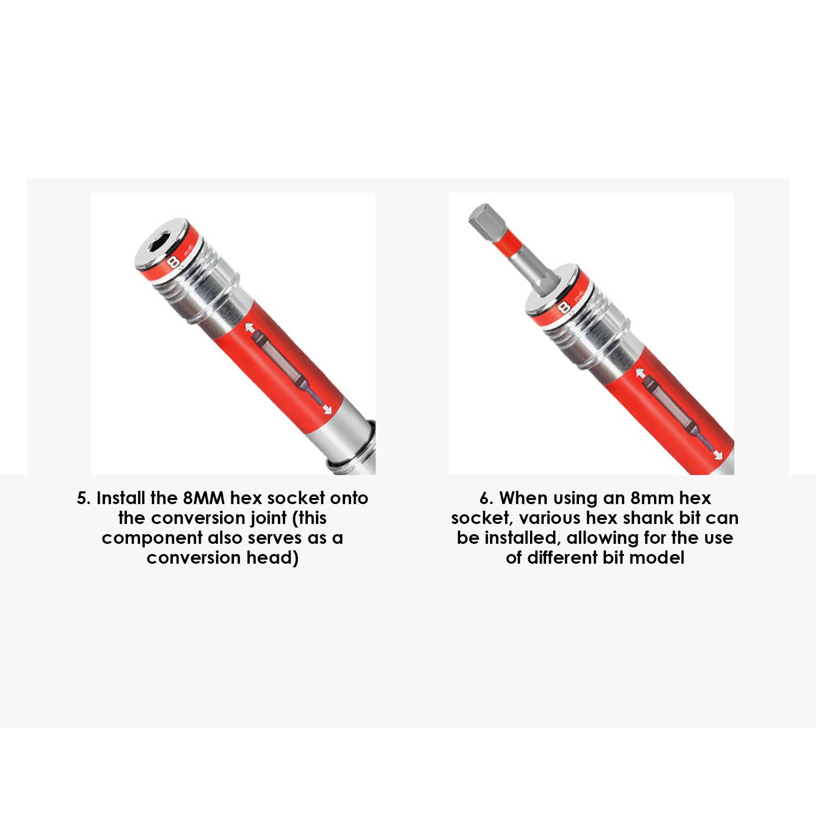 Generic Zestaw Przedłużaczy do Końcówek Nasadowych Solidny Wkrętak Nasadowy ze Stali Stopowej do Montażu w Szafce, Wymienny System wierteł, 7 Nasadek 8 Mm–19 Mm, Odpowiedni dla Wykwalifikowanych