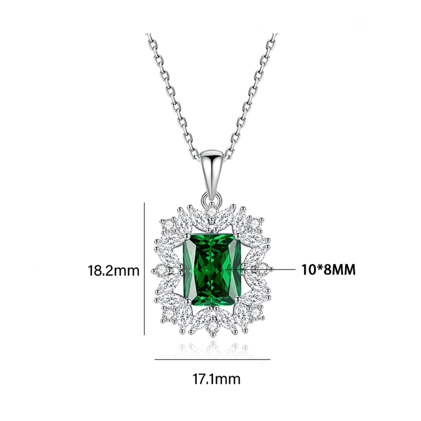 Wycian Collares de oro real para mujer, piedra natal, topacio azul y moissanita rectangular, colgante grande, collar de oro delicado para mujer, 45 cm