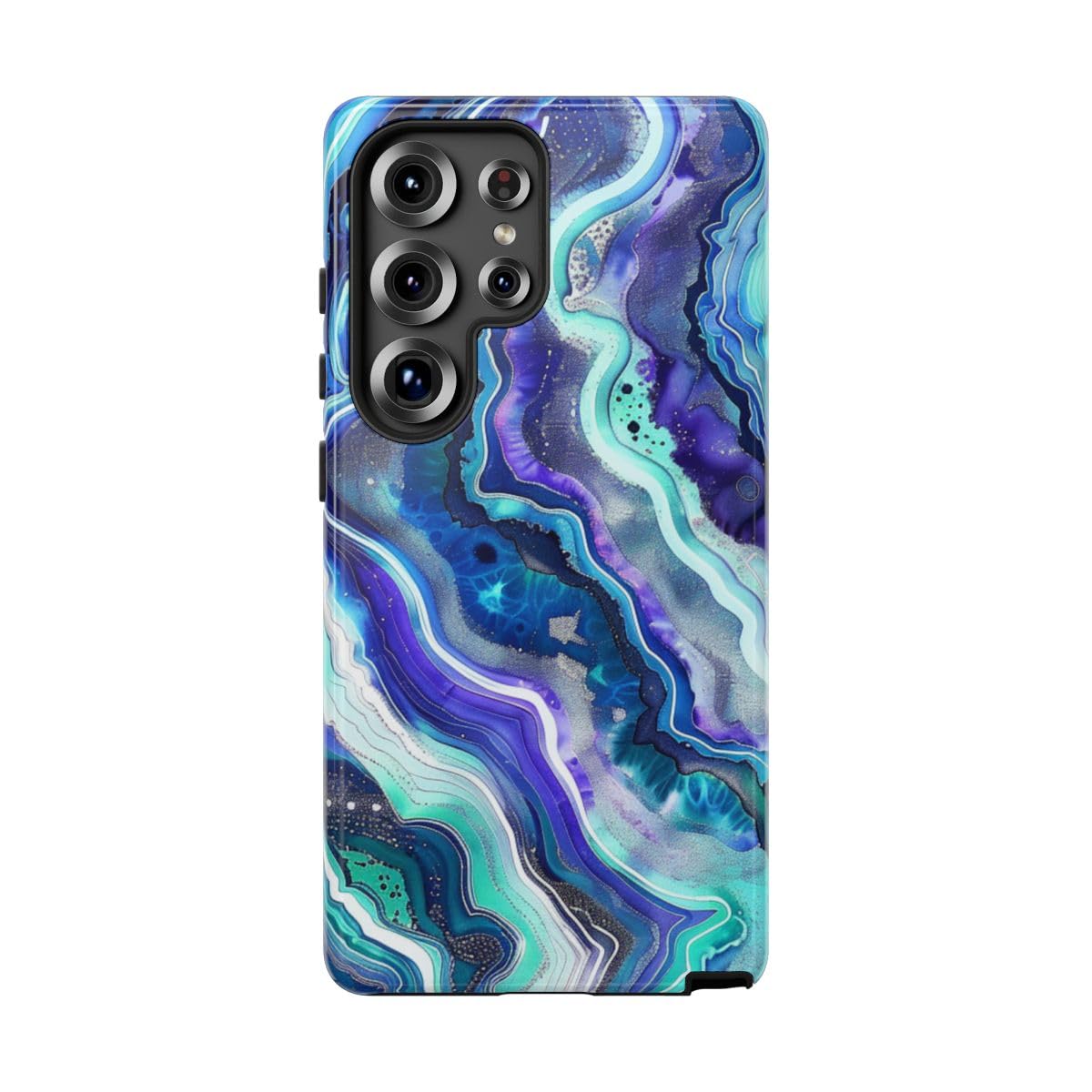 Coque rigide Samsung S25 Ultra brillante抗刮 motif géode bleu - 5
