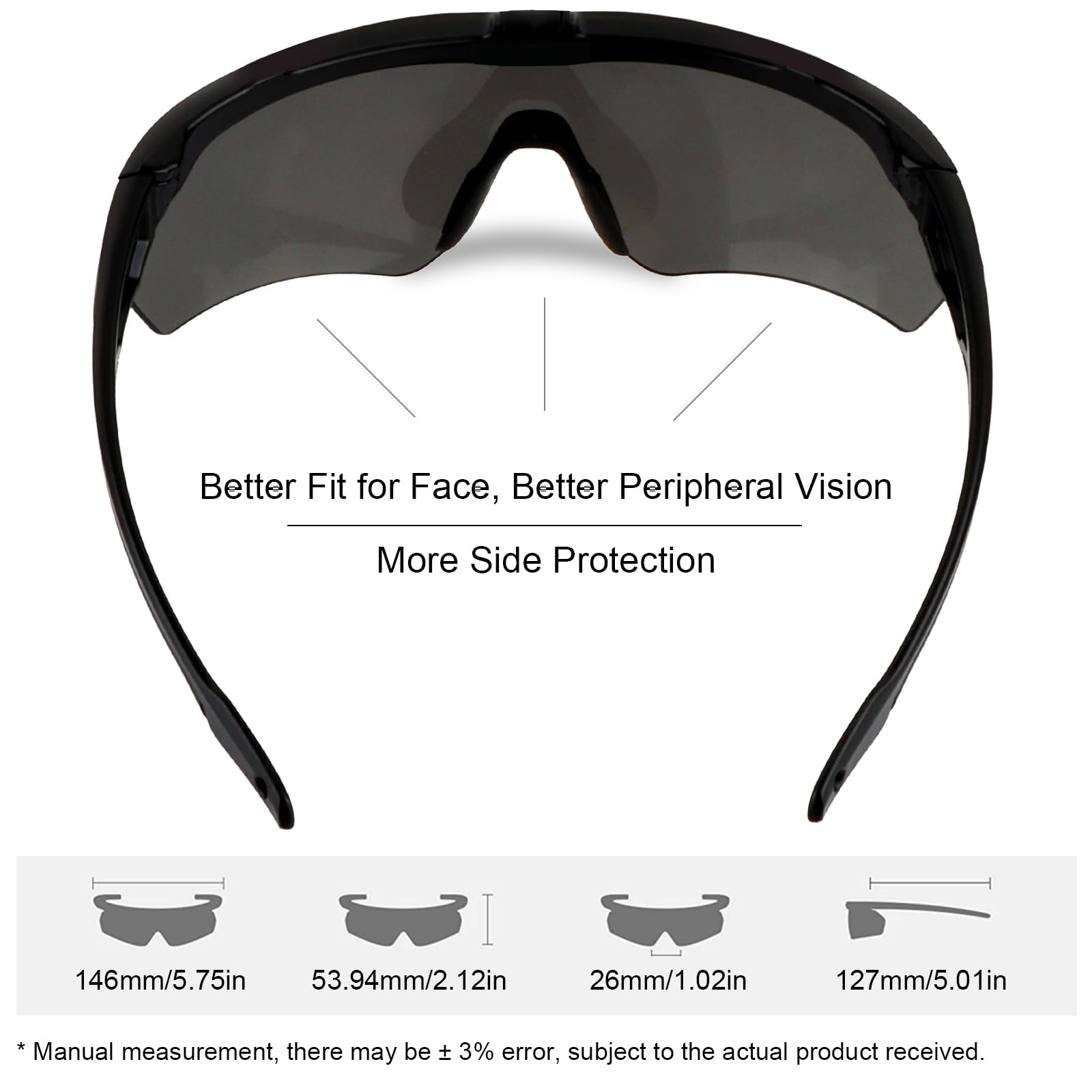 FOCUHUNTER Lunettes de soleil polarisées pour hommes et femmes, lunettes de cyclisme UV400 pour le baseball, Ski, cyclisme, lunettes à 3 lentilles