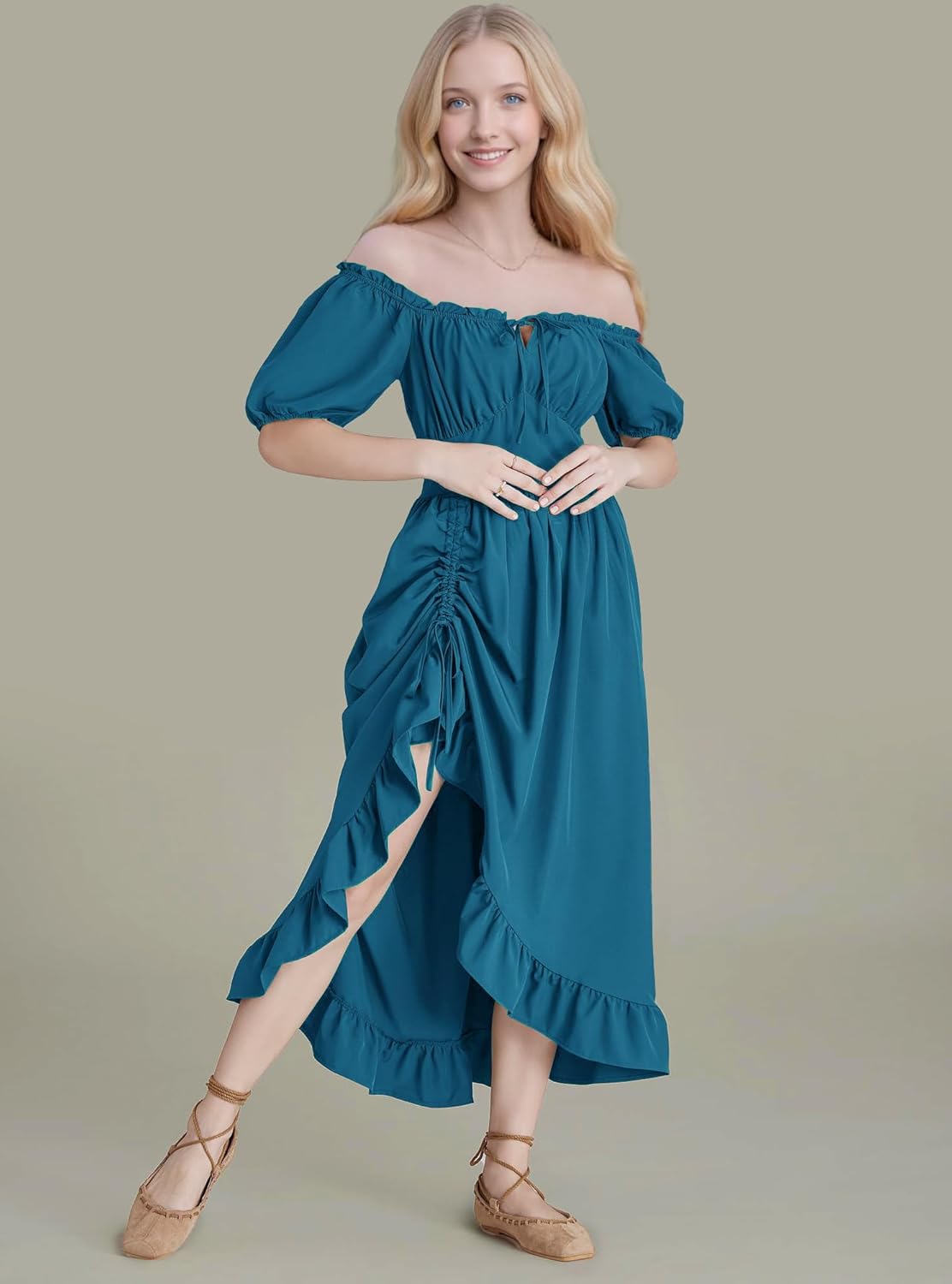 GOLDSTITCH Women's Victorian Dress Renaissance Medieval Costume Corset Ruffle Maxi Dress for Women - Image 4