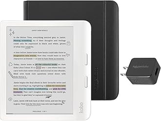 Kobo Libra Colour White eReader with Case Bundle