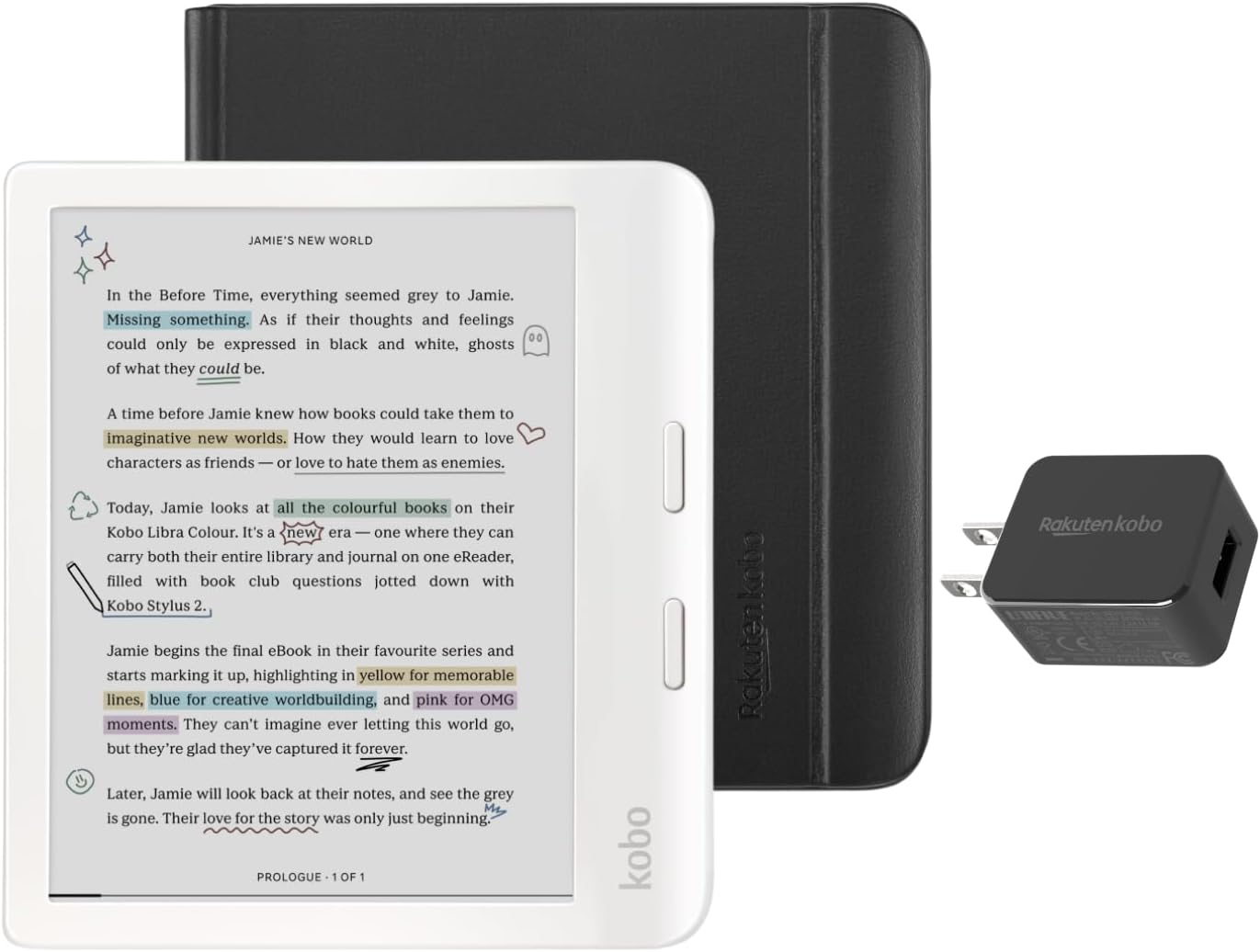 Libra Colour White eReader with Case Bundle