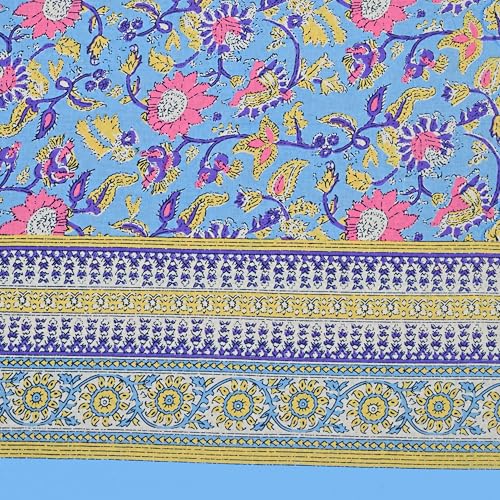 Image of 100% Cotton Single Bedsheet with 1 Pillow Cover | 240 TC Pure Cotton Flat Bed Sheet | Traditional Jaipuri Printed Bedding Set | Soft & Breathable | 60 x 90 Inch (Rangmahal Single 07)