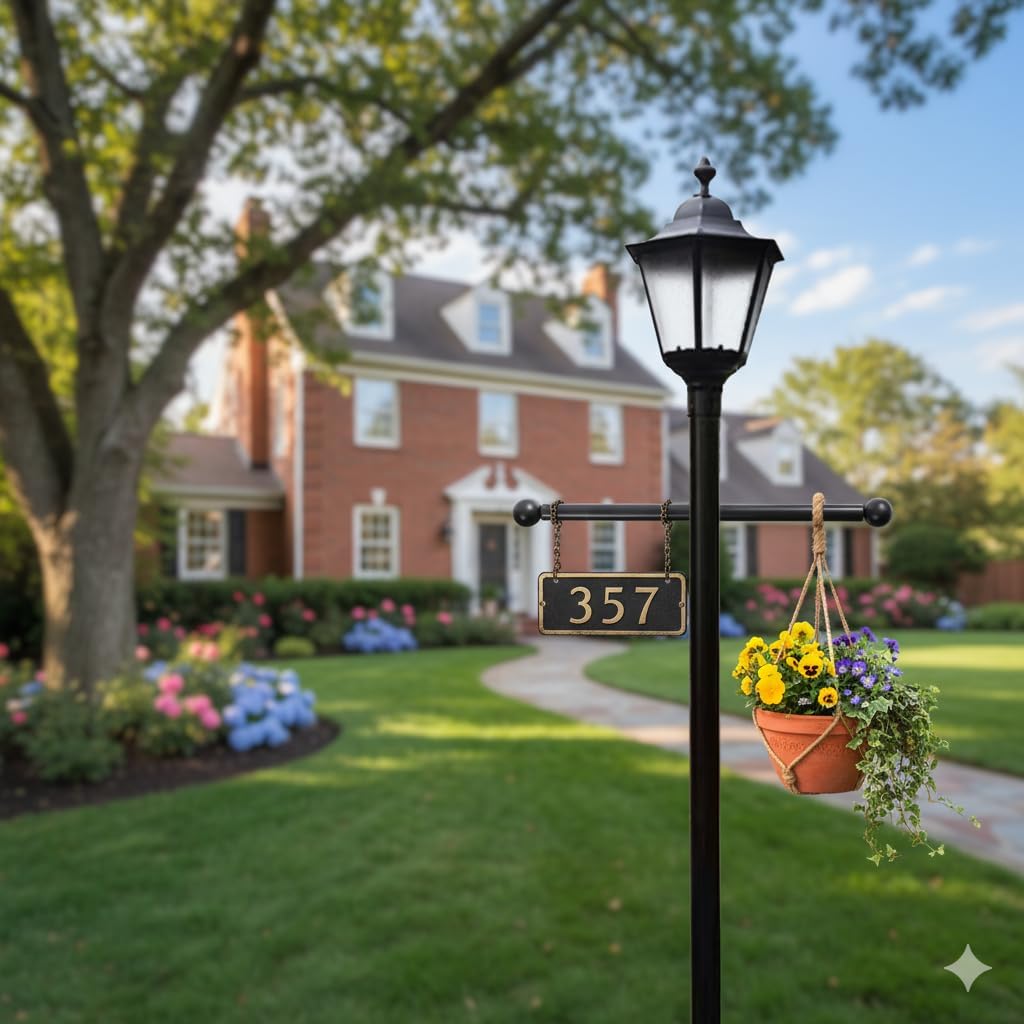 Cross Arm Replacement for Outdoor Lamp Posts, Weather Resistant Light Rod with Hanging Sign Bracket, Decorative Post Accessory (Single Pack)