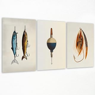 Set Fishing Gear Canvas Wall Art