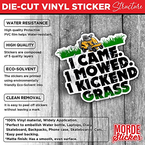 I Came I Mowed I Kicked Grass Sticker Funny Lawn Mowing Happy Fathers Day Die-Cut Waterproof Vinyl Sticker For Laptop Water Bottle Phone Case Cars Merchandise Decor Decal Stuff Gift Idea For Her Him Adults Kid #TOP2