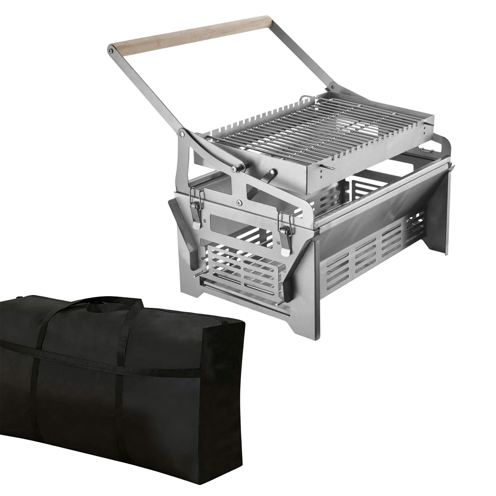 MALSSE 360 Degree Rotating Charcoal Grills with Detachable Stainless Steel Design for Even Heating Portable Outdoor Cooking Tool Rustless BBQ Barbecue